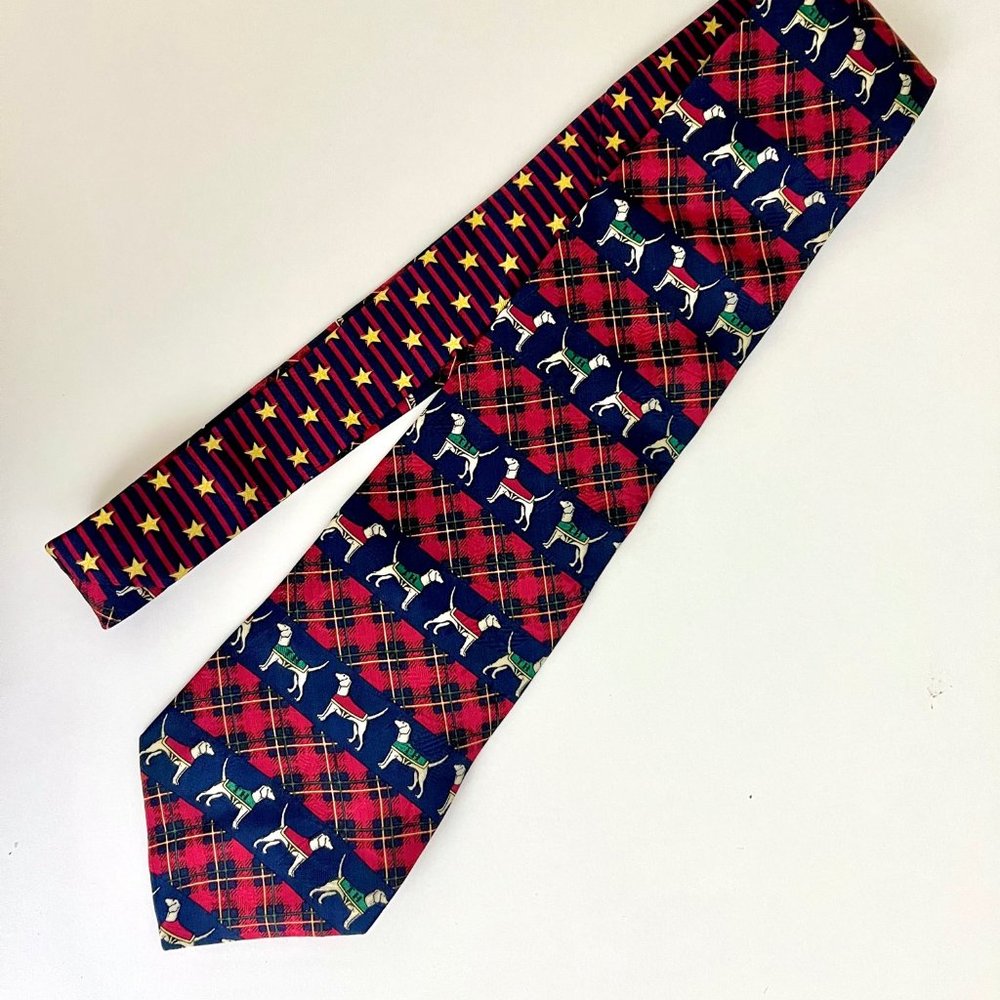 100% Italian Silk Tie, Dog Pattern, Tommy Hilfiger